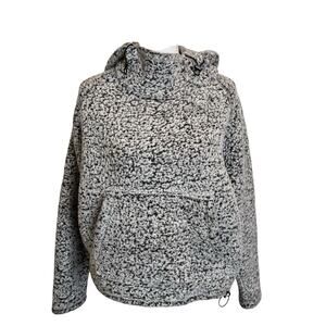 Pink Victoria's Secret Fleece Pullover Large Black White Sherpa Teddy Bear Cozy